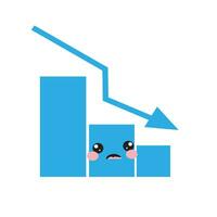 Falling down arrow chart with cute face kawai vector