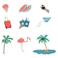 a set of summer icons travel and rest at the sea vector