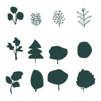 flat silhouettes of trees on a white background vector