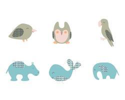 set of animal toys of scandi style,cartoon vector