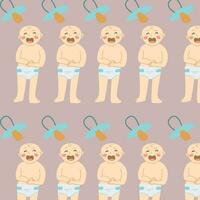 background of crying baby, seamless baby pattern vector