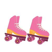 Roller skates on a pink color, trendy retro style vector