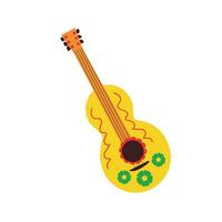 flat mexican guitar with floral pattern of mexico vector