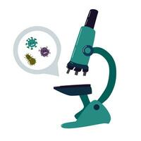 concept of microscope and bacteria with viruses vector