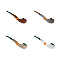 set of various smoking pipes on a white background vector