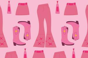 seamless pattern with cowboy boots and pants vector