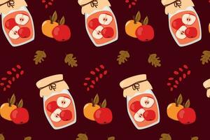 seamless background with homemade compot and apple vector