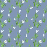 Botanical seamless pattern of snowdrops vector