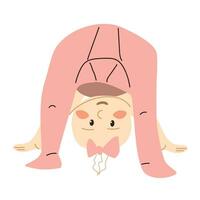 funny baby girl standed upside down in cartoon vector