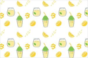 lemonade and lemon slices summer fresh pattern vector