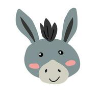 cute simple portrait face of donkey isolated vector