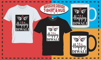 diwali camiseta diseño y jarra diseño, tipografía costumbre, vector mejor para impresión diseño.