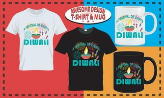 diwali camiseta diseño y jarra diseño, tipografía costumbre, vector mejor para impresión diseño.