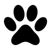 Pet paw black silhouette vector symbol icon isolated on white. Vector illustration