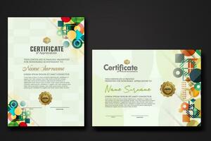 modern certificate template with dynamic color on geometric shape ornament vector