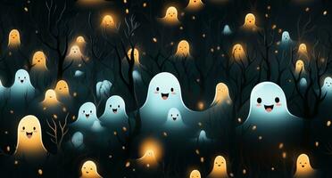 spooky cute ghost illustration halloween background photo