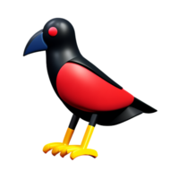 raven 3d rendering icon illustration png