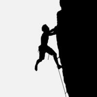 High details of climbing silhouette. Minimal symbol and logo of sport. Fit for element design, background, banner, backdrop, cover, logotype. Isolated on black background. Vector Eps 10