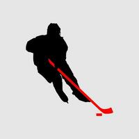 High details of ice hockey silhouette. Minimal symbol and logo of sport. Fit for element design, background, banner, backdrop, cover, logotype. Isolated on black background. Vector Eps 10