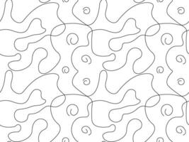 Seamless vector pattern of abstract continuous single line. One line art, geometry, wave