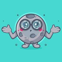 kawaii moon character mascot with confused expression isolated cartoon in flat style design vector