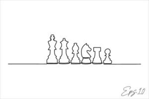 chess checker tool continuous line vector illustration