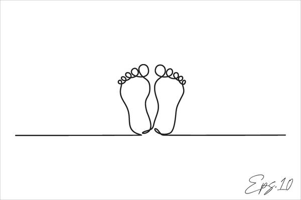 two footprints continuous line vector illustration