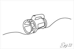 flashlight continuous line vector illustration