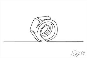 bolt nut continuous line vector illustration