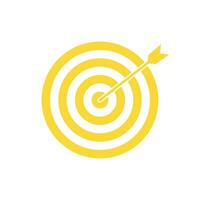 Yellow bullseye dart target icon. Dart target goal marketing sign. Arrow dart logo vector. Winner dart sign. vector