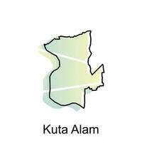 Map City of Kuta Alam illustration design, World Map International vector template with outline graphic sketch style isolated on white background