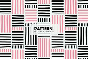 Abstract lines pink and black shapes seamless repeat pattern vector