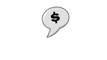 Animated video in the form of a message with a dollar logo on a white background