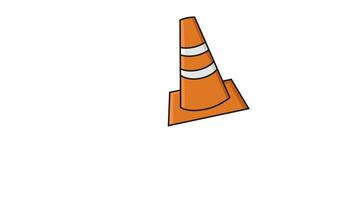 Animated video of traffic cone shape on white background