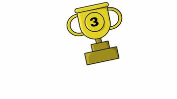 Animated video of the 3rd place trophy on white background