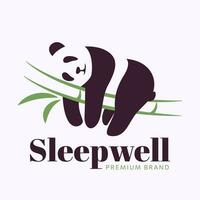 Sleeping panda logo design with minimal negative space concept vector