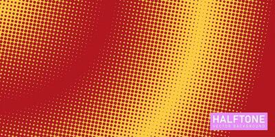 Color halftone texture, abstract yellow red dotted gradient background vector