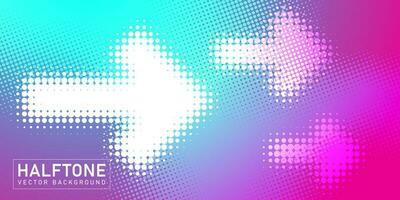 Color halftone texture, abstract dotted gradient background with arrows vector