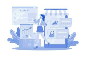 Online surveys aid in market research. vector