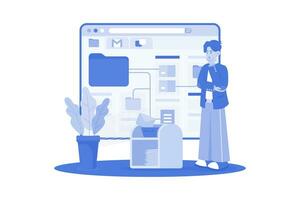 Email service allows management of messages. vector