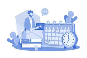 Email service synchronizes calendars and schedules. vector