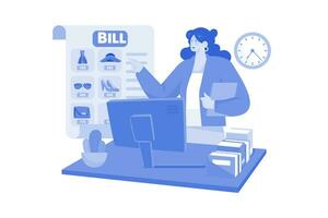 Billing specialist assists with billing inquiries and disputes. vector