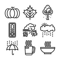 Set of Autumn Season Line Elements and Icons Pack vector