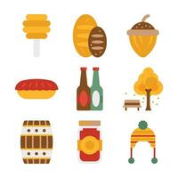 Set of Autumn Season Color Elements and Icons Pack vector