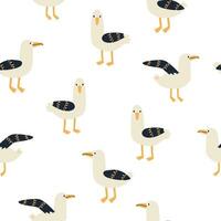 seamless pattern with cute seagulls. vector illustration in flat style.