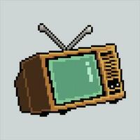 píxel Arte ilustración televisión. pixelado televisor. clásico televisión electrónica icono pixelado para el píxel Arte juego y icono para sitio web y vídeo juego. antiguo colegio retro vector