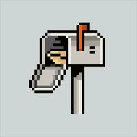 Pixel art illustration mailbox. Pixelated mailbox. mail box letter office icon pixelated for the pixel art game and icon for website and video game. old school retro. vector