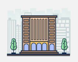 Office building with trees. University illustration Government flat style. vector