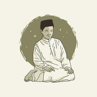 illustration of a Muslim praying sitting vector