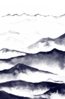 Japanese landscape ink paint png